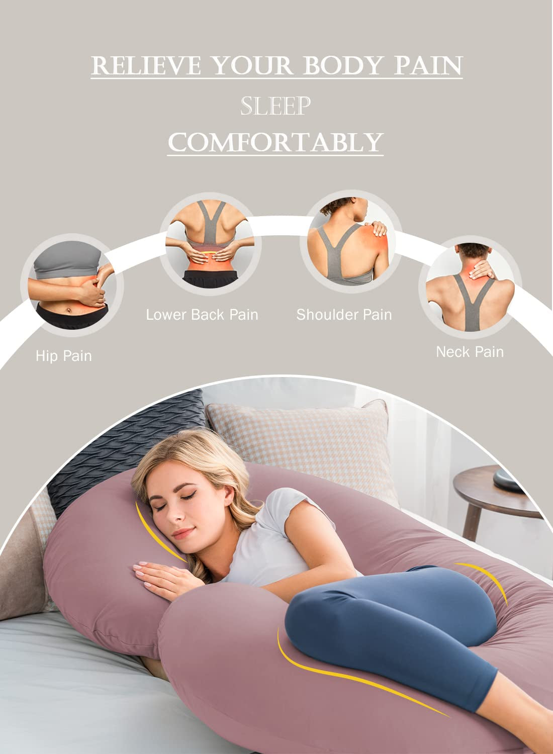 Cooling Pregnancy Pillow, Maternity Pillow with Soft Cotton Cover, C Shaped for Pregnant Sleeping (Cooling Cotton-Pink)