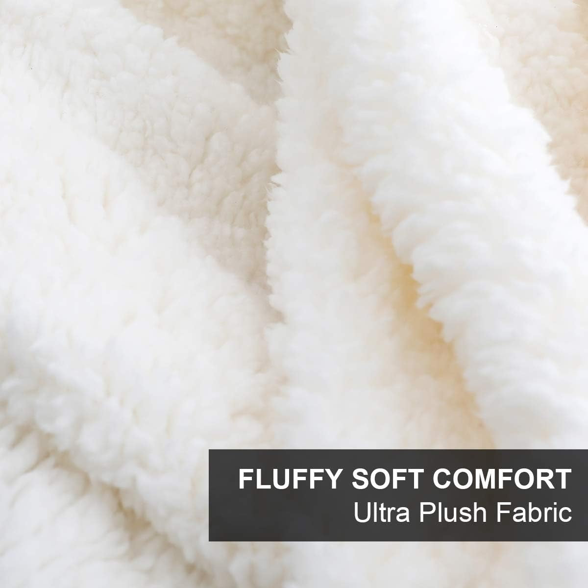 Fleece Sherpa Blanket for Couch(Black, Throw), Thick Warm Velvety Blanket for Winter Christmas, 50 X 60 Inches